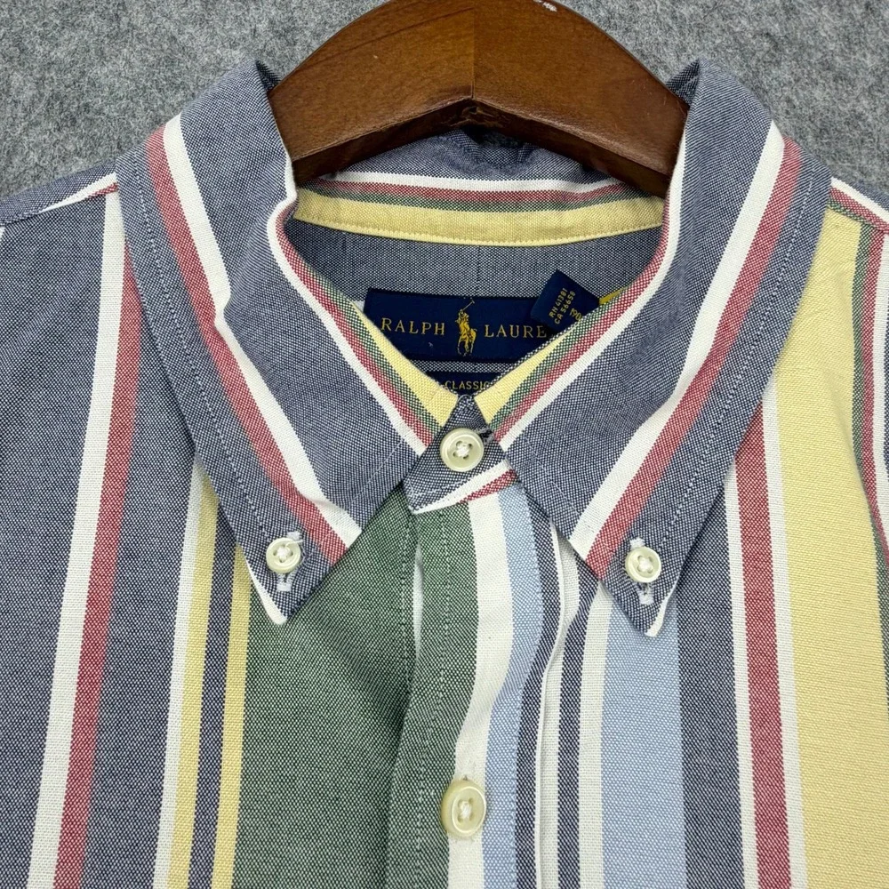 Polo Ralph Lauren Mens XXL Classic Fit Multi Color Striped Oxford Shirt Long Slv